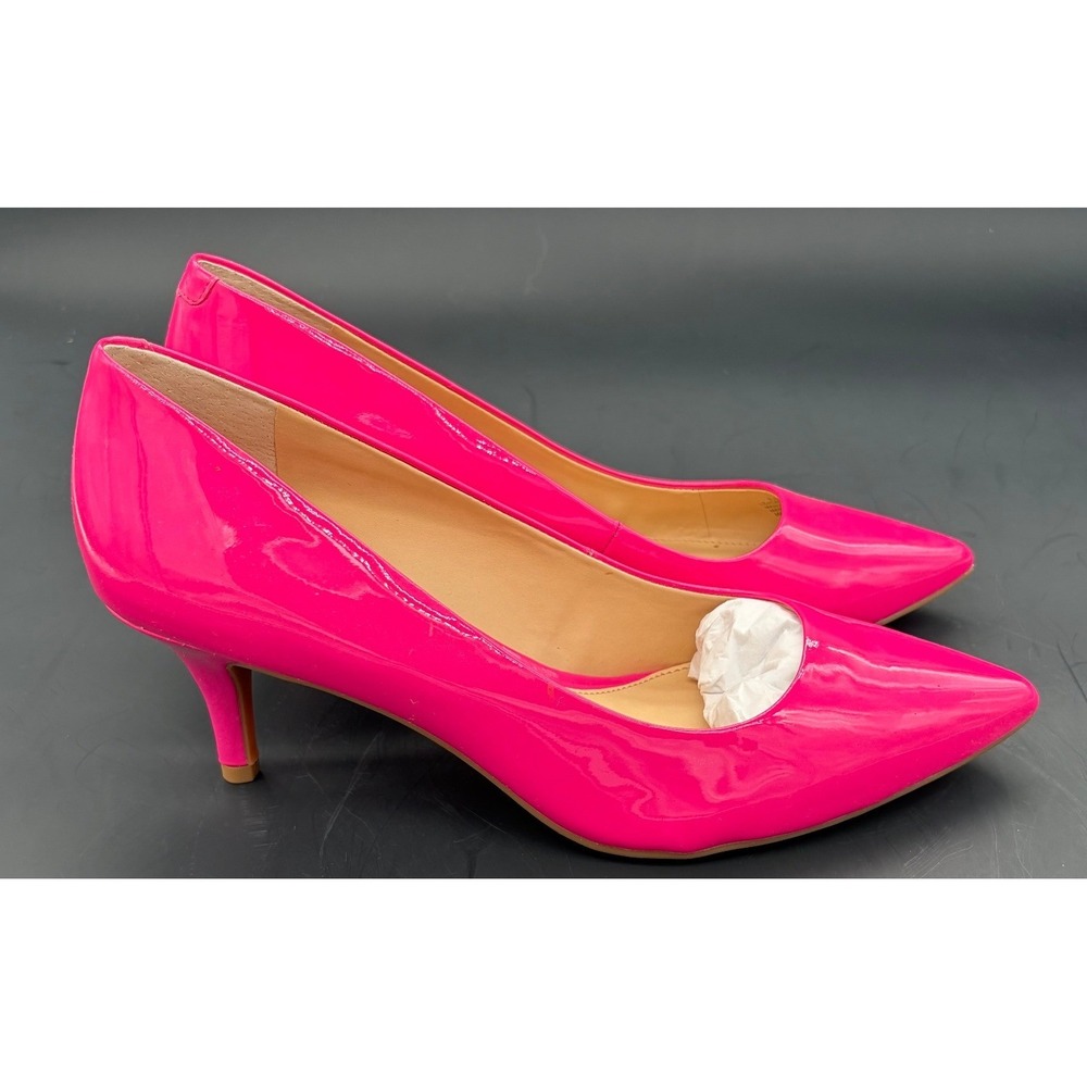 Gianni Bini Hot Pink Patent Leather Kitten Heel Pump 8.5M Pointed Toe Barbiecore - Picture 4 of 8